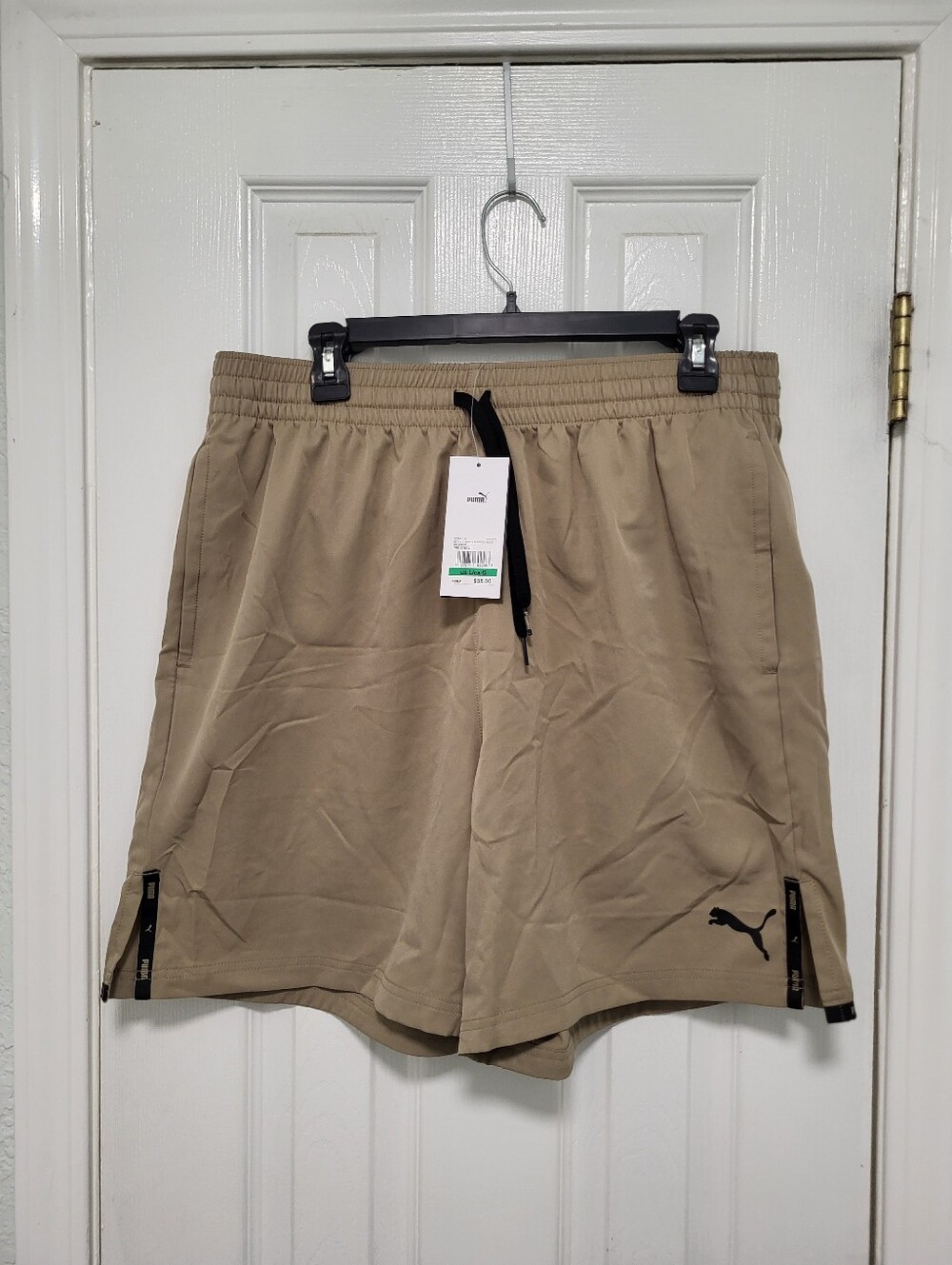 Puma Men’s Tan Athletic Drawstring Shorts, New With Tag